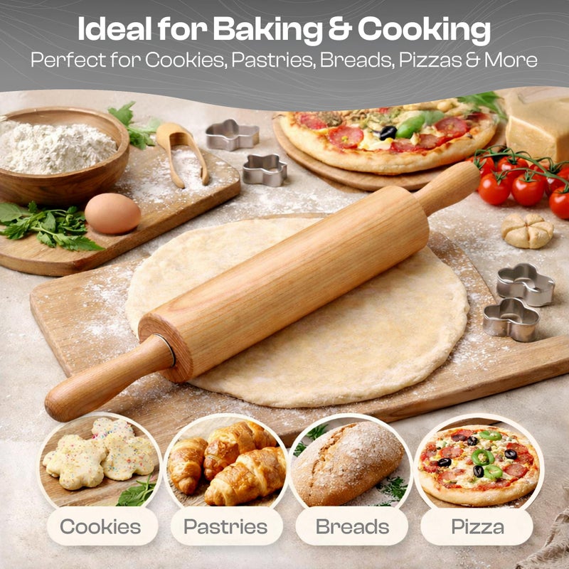 HELFERX 9" Inch Small Wooden Rolling Pin for Kids - Perfect for Children to Bake, Play Dou, Clay, Art & Craft - Image 4